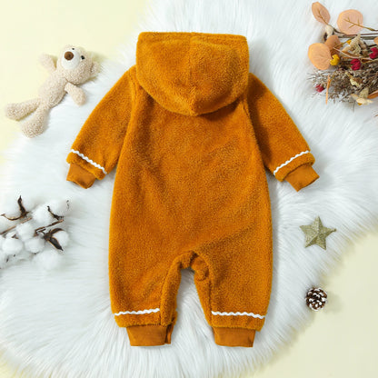 Christmas Fuzzy Hooded Jumpsuit for Infants 0-24M