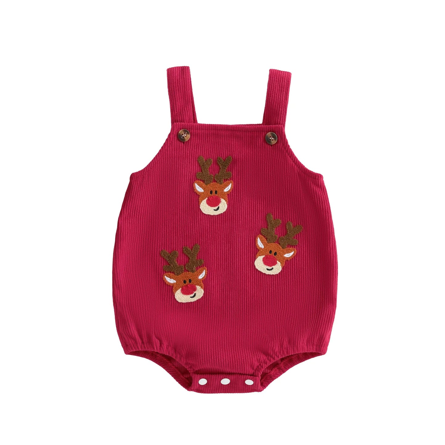Christmas Corduroy Suspender Romper for Newborns 0-18M