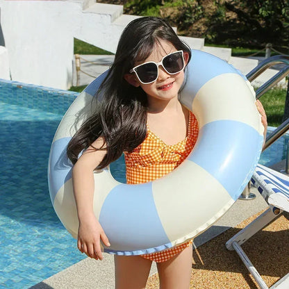 Kids Inflatable Striped Swimming Ring for Summer Fun
