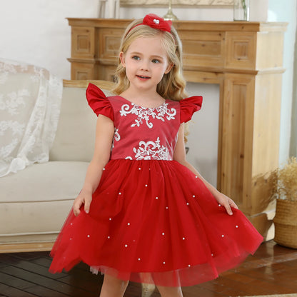 Toddler Girls Floral Embroidery Dress for Special Occasions