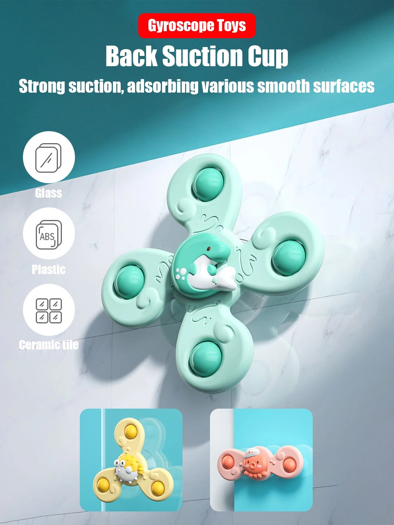 3-Pack Baby Bath Toys with Suction Cups - Fun Rattle Play