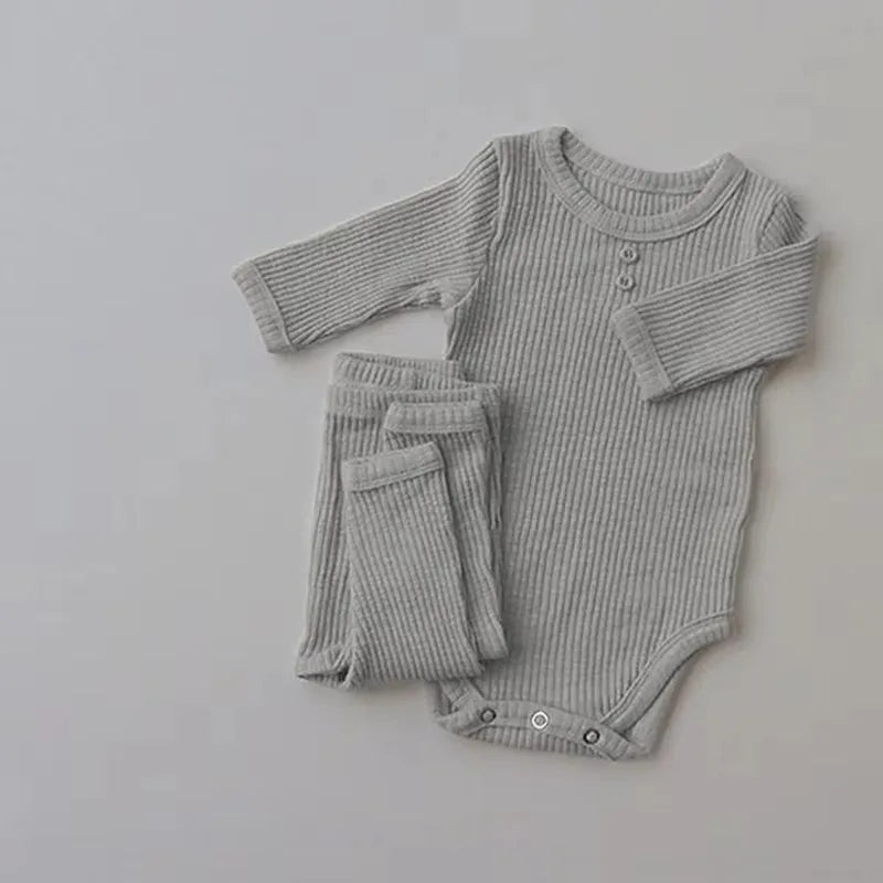 Cotton Long Sleeve Bodysuit and Leggings Set for Newborns