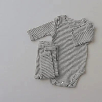 Cotton Long Sleeve Bodysuit and Leggings Set for Newborns