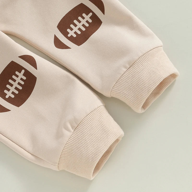 Toddler Football Print Sweatshirt and Pants Set for Kids