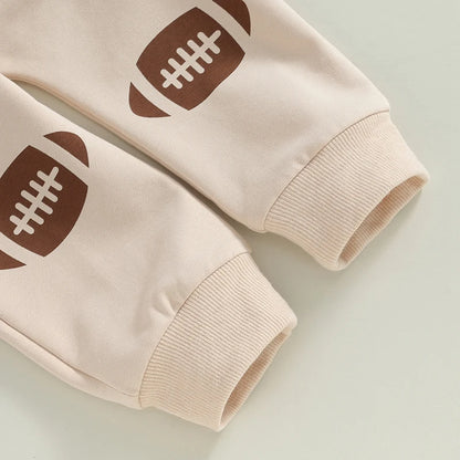 Toddler Football Print Sweatshirt and Pants Set for Kids