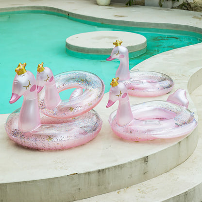 Crowned Swan Swim Ring for Pool and Beach Fun