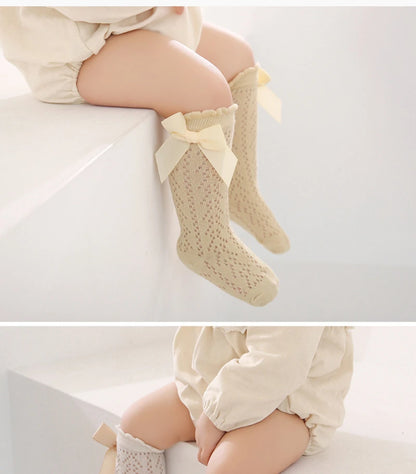 Cute Toddler Knee High Lace Bow Socks for Summer 0-3Y