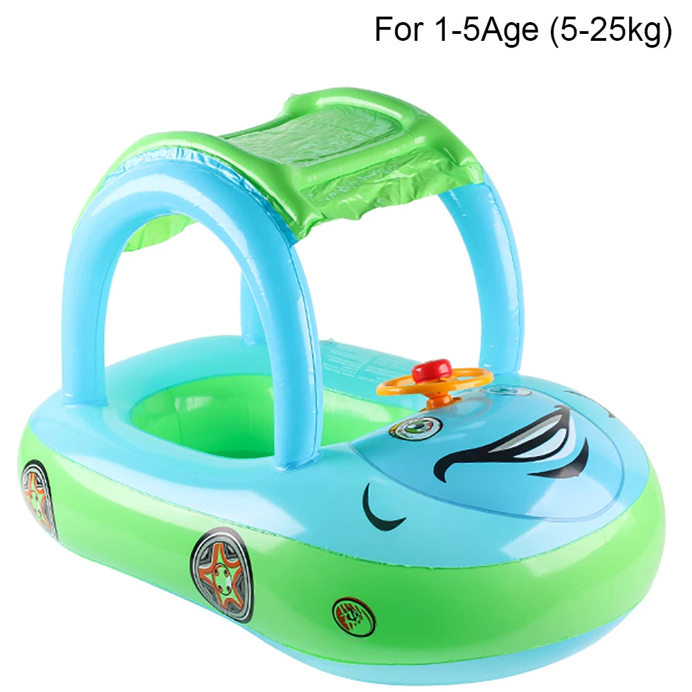 Car-Shaped Toddler Pool Float - Baby Swim Ring Toy