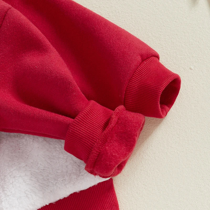 Reindeer Embroidered Toddler Christmas Outfit 2-Piece Set
