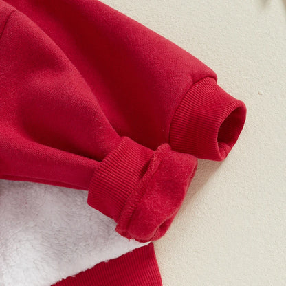 Reindeer Embroidered Toddler Christmas Outfit 2-Piece Set