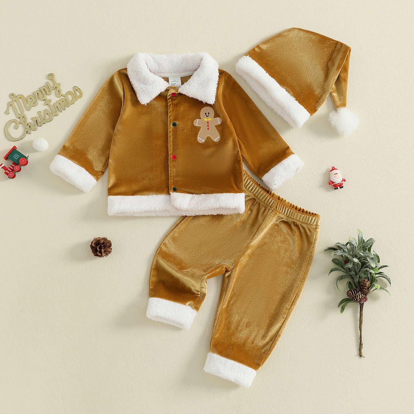 Velvet Christmas Outfit Set for Infant Boys and Girls