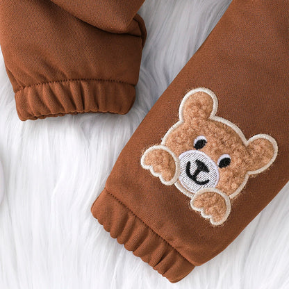 Casual Cartoon Bear Outfit for Infants 3-24 Months