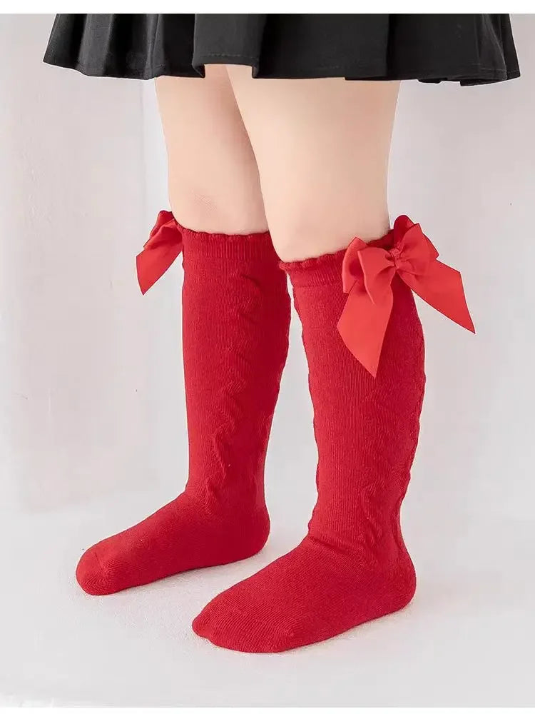 Red Bow Tie Knee High Socks for Infants and Toddlers