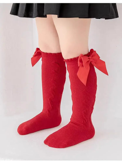 Red Bow Tie Knee High Socks for Infants and Toddlers