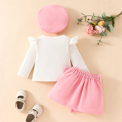 Toddler Girls Christmas Outfit Set with Bow Top and Skirt
