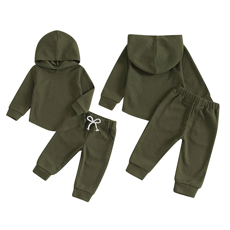 Baby Boy Autumn 2PCS Hooded Outfit with Drawstring Pants