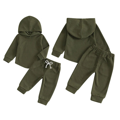 Baby Boy Autumn 2PCS Hooded Outfit with Drawstring Pants
