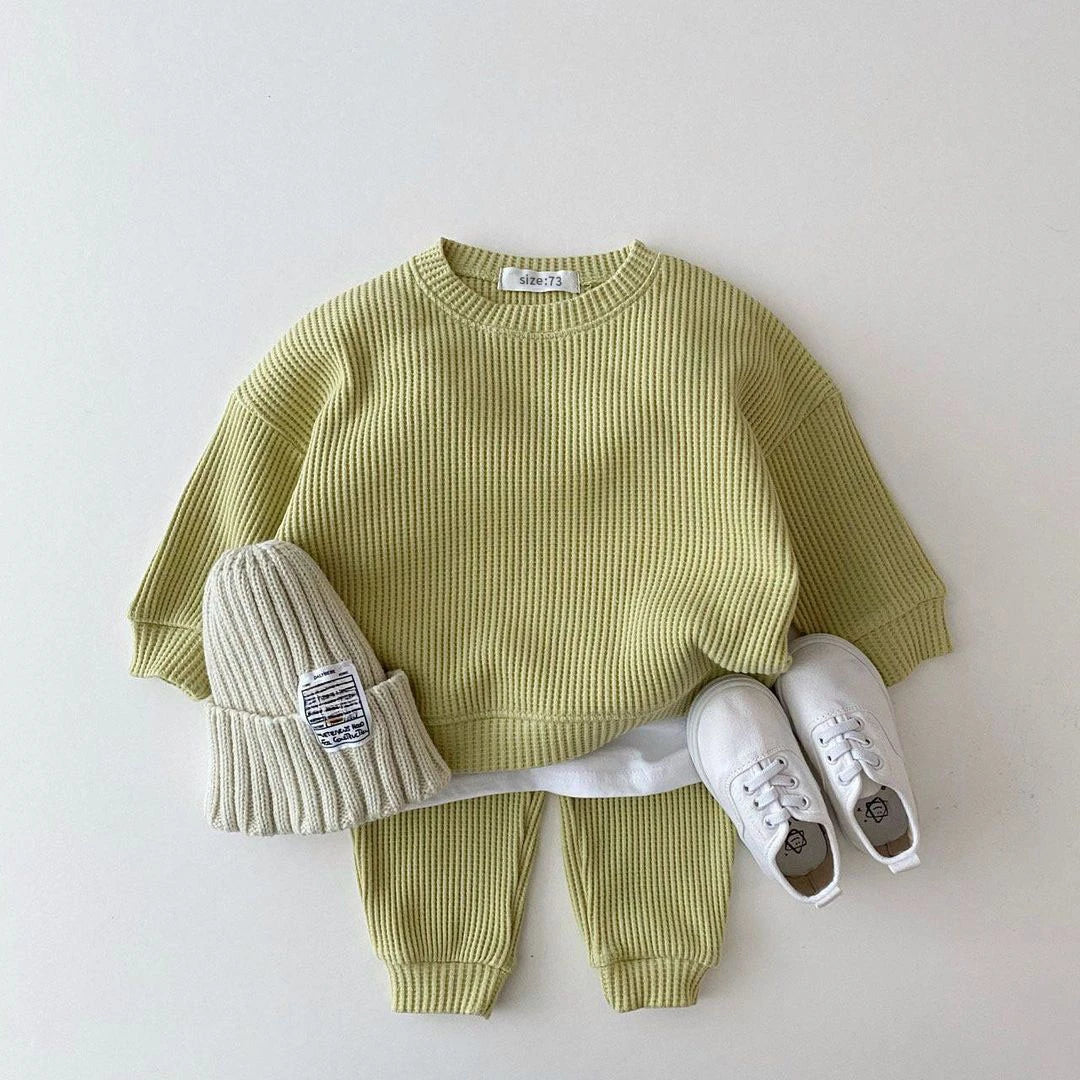Toddler Boys' Waffle Cotton Sweatshirt and Pants Set