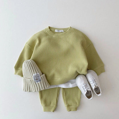 Toddler Boys' Waffle Cotton Sweatshirt and Pants Set