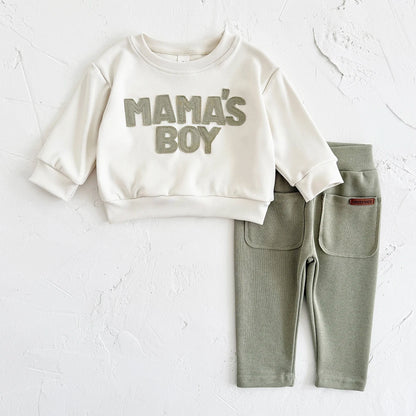 MAMA'S BOY Baby Outfit Set - Long Sleeve Sweatshirt & Pants