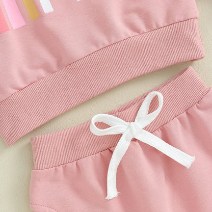 Baby Girls Rainbow Print Long Sleeve Sweatshirt & Pants Set