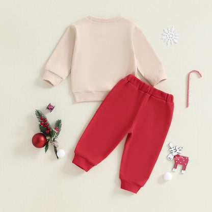 Toddler Boy Christmas Sweatshirt and Jogger Set with Tree Car