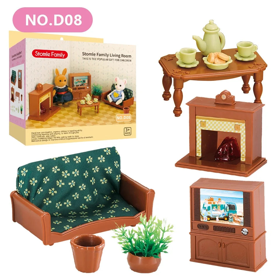 1:12 Miniature Forest Family Kitchen Set for Dollhouses