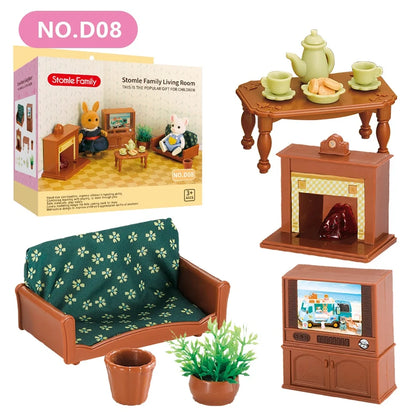 1:12 Miniature Forest Family Kitchen Set for Dollhouses