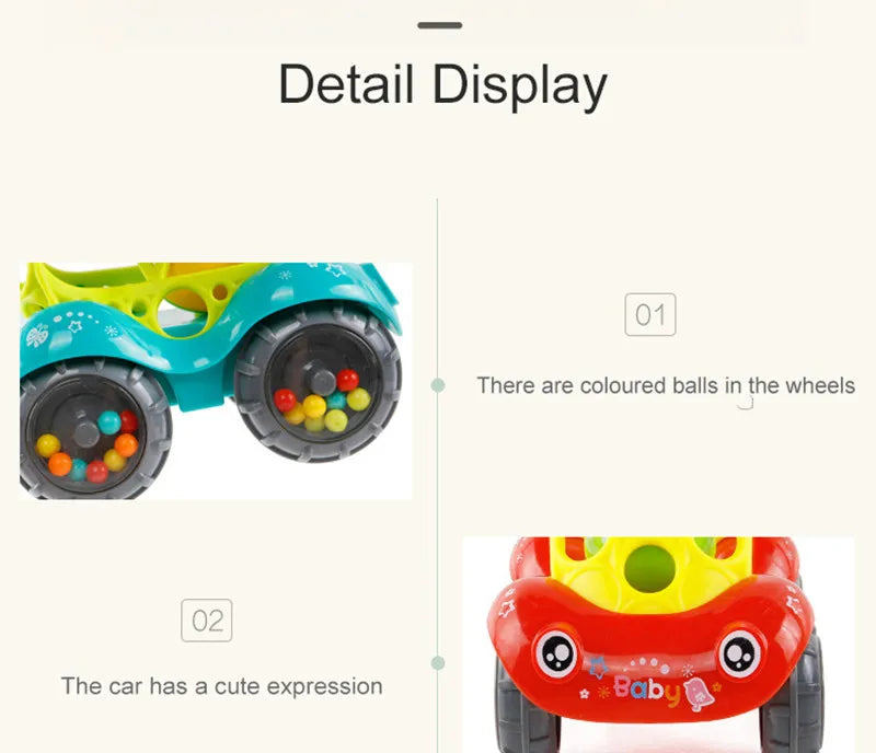 Soft Rubber Push and Go Cars for Infants 6-12 Months