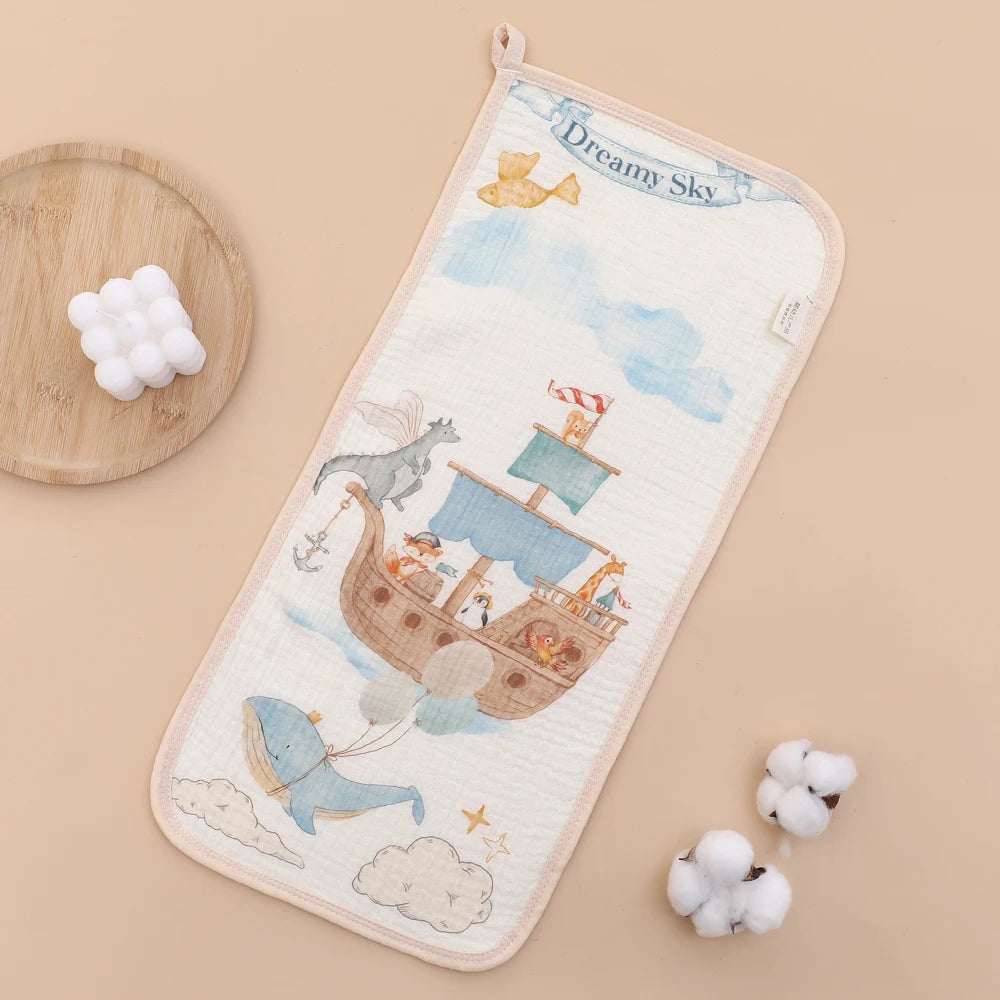6-Layer Cotton Muslin Baby Burp Cloths & Face Towels