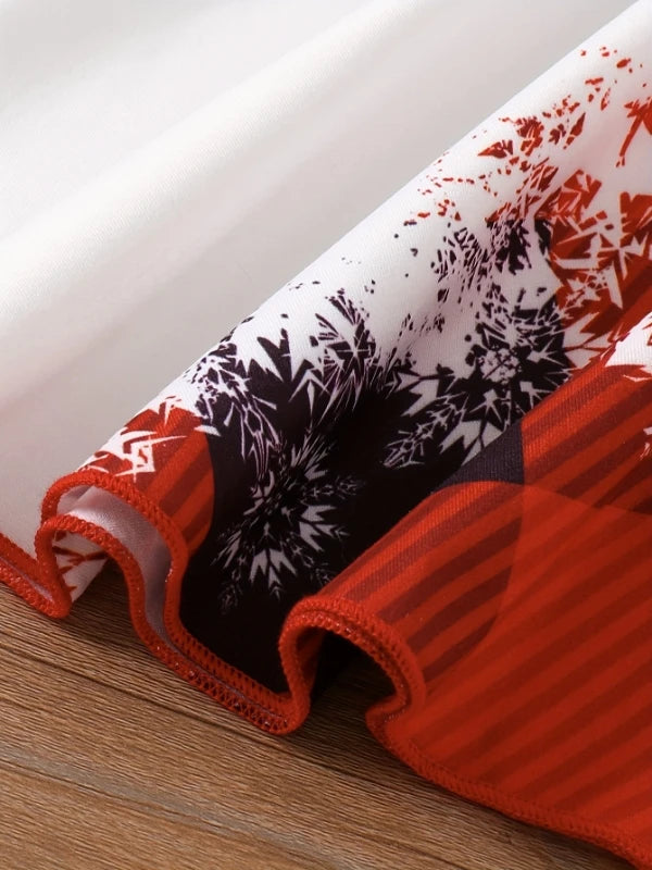 Toddler Girl's Cartoon Snowman Long Sleeve Christmas Dress