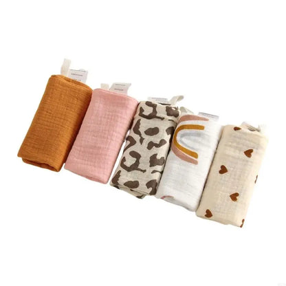 5-Pack Baby Cotton Burp Cloths and Wipes for Newborns