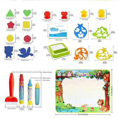Water Drawing Mat for Kids with Reusable Magic Pens