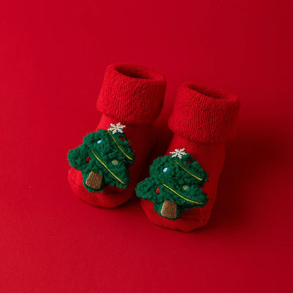 Cotton Baby Socks for Infants - Warm Christmas Slippers 0-3Y