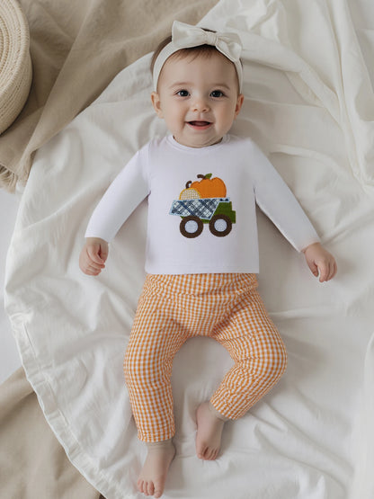 Pumpkin Embroidery Toddler Boy Halloween Sweatshirt & Pants Set