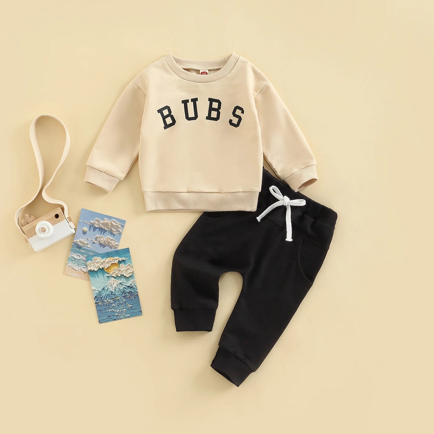 Toddler Letter Print Long Sleeve Top and Pants Set