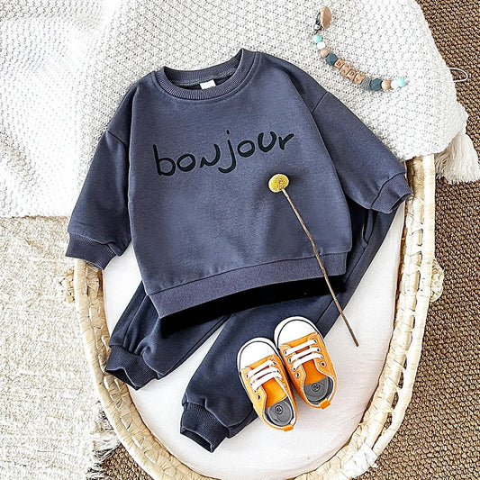 Toddler Boys Letter Hoodie and Pants Outfit Set