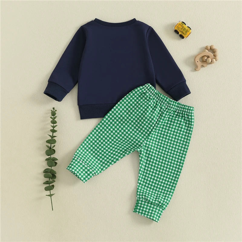 Toddler Boys' Cow Sweatshirt and Plaid Pants Set