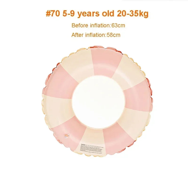 Kids Inflatable Striped Swimming Ring for Summer Fun