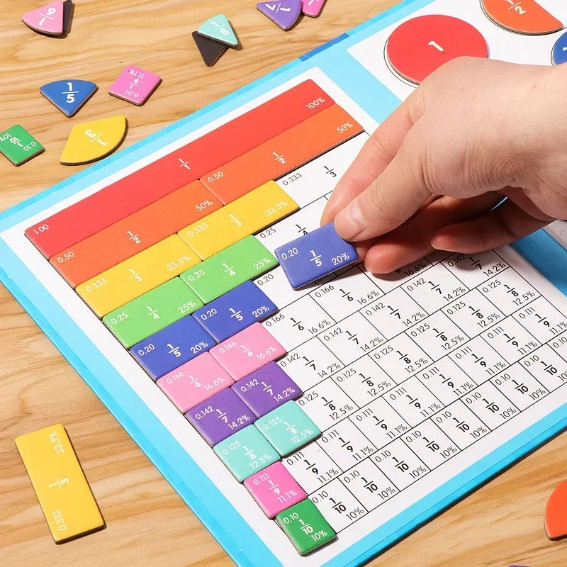 Montessori Fraction Learning Wooden Math Toy for Kids
