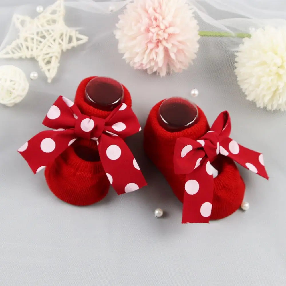 Newborn Baby Headband and Anti-Slip Bow Socks Set