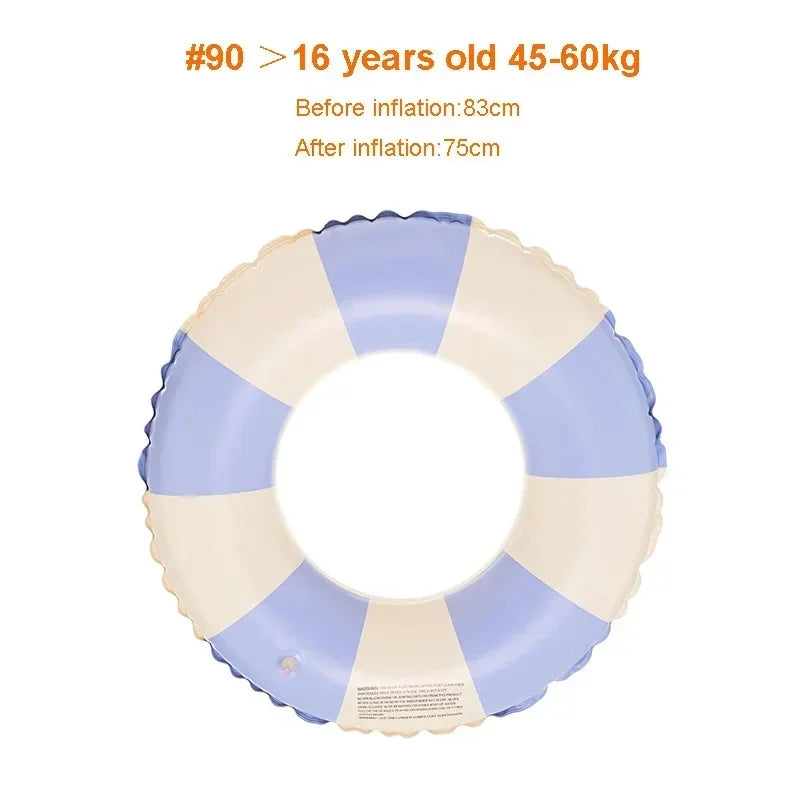 Kids Inflatable Striped Swimming Ring for Summer Fun