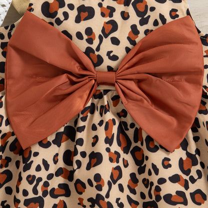 Leopard Print Baby Girl Summer Dress with Hat
