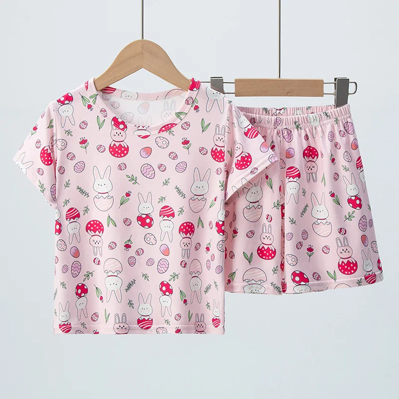Kids' Summer Short Sleeve Shirt and Shorts Set for Play