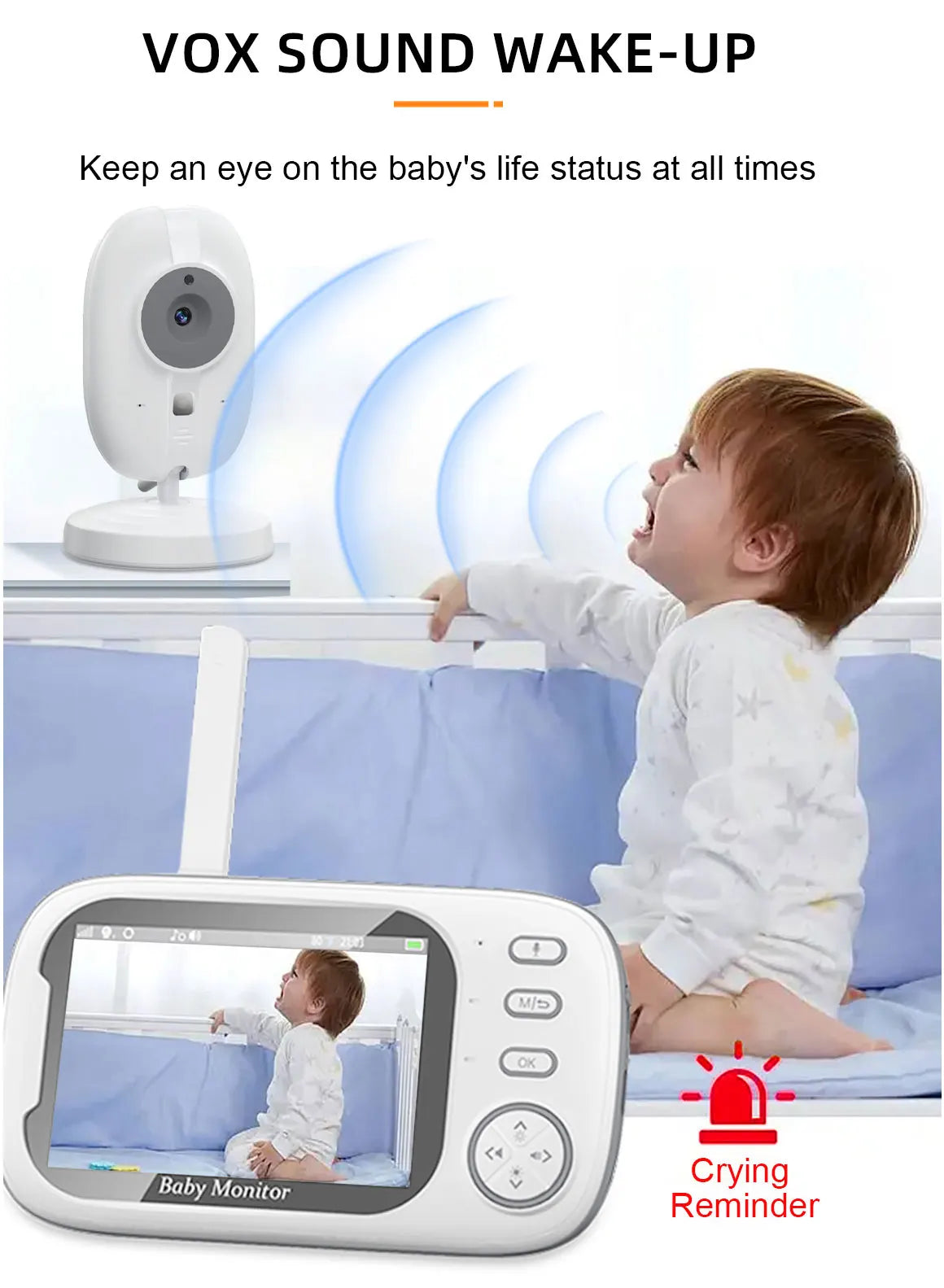 3.5 Inch Wireless Video Baby Monitor with Night Vision & Audio