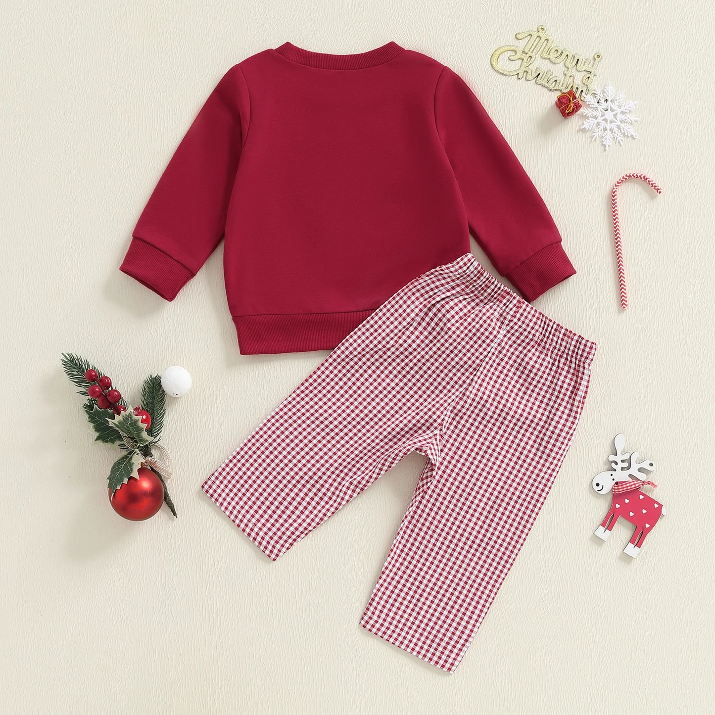 Toddler Boys' Dog Embroidered Sweatshirt & Plaid Pants Set