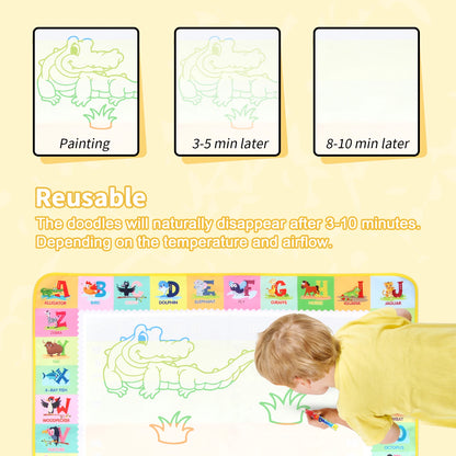 Water Drawing Mat for Kids with Reusable Magic Pens