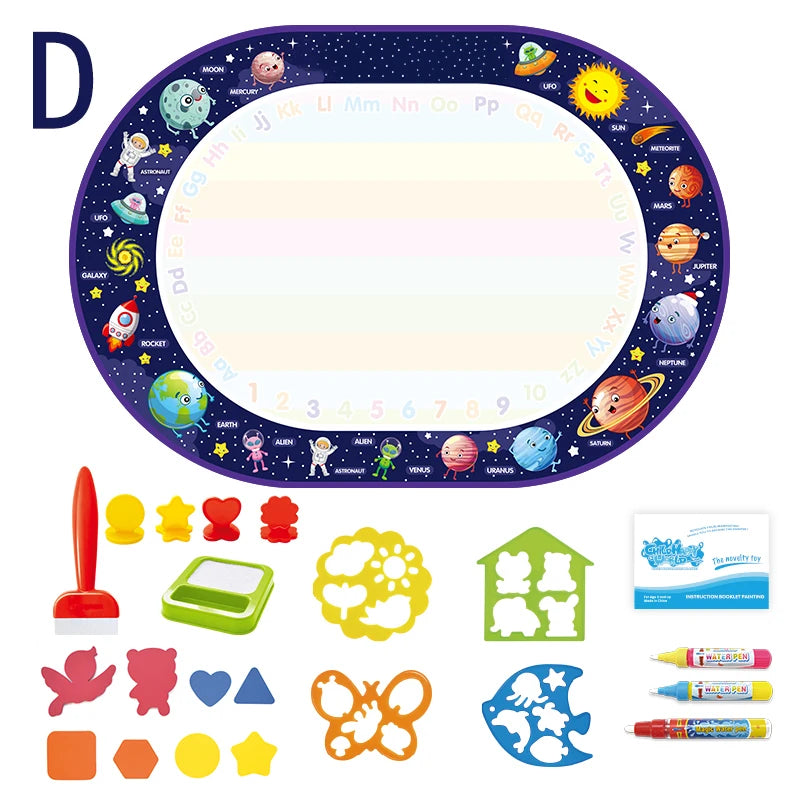 Water Drawing Mat for Kids with Reusable Magic Pens