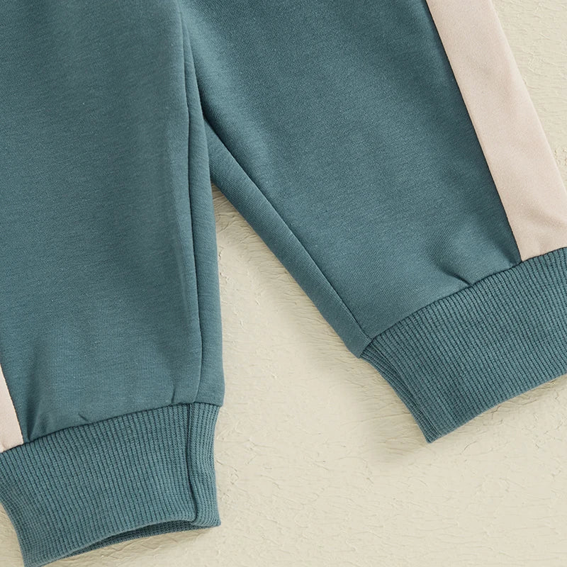 Toddler Contrast Color Long Sleeve Sweatshirt and Pants Set