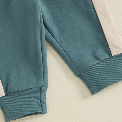 Toddler Contrast Color Long Sleeve Sweatshirt and Pants Set